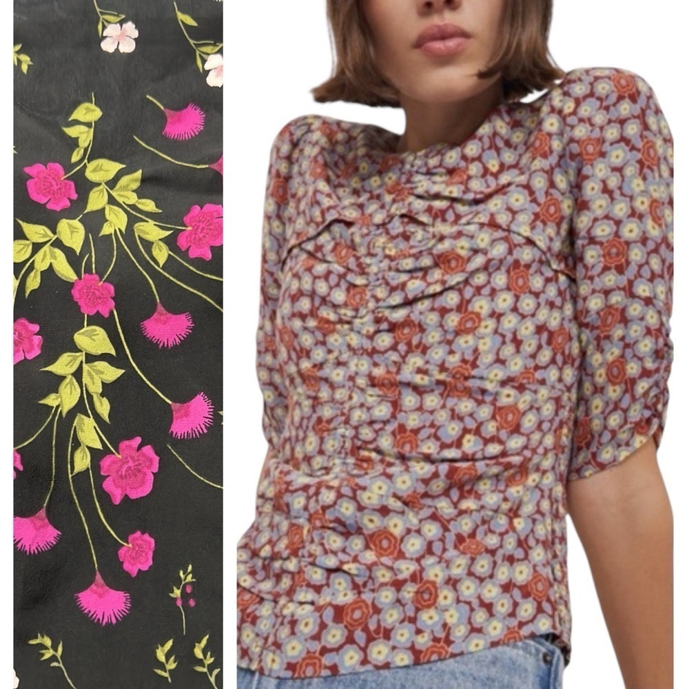 Joie Savannah Floral Blouse Black